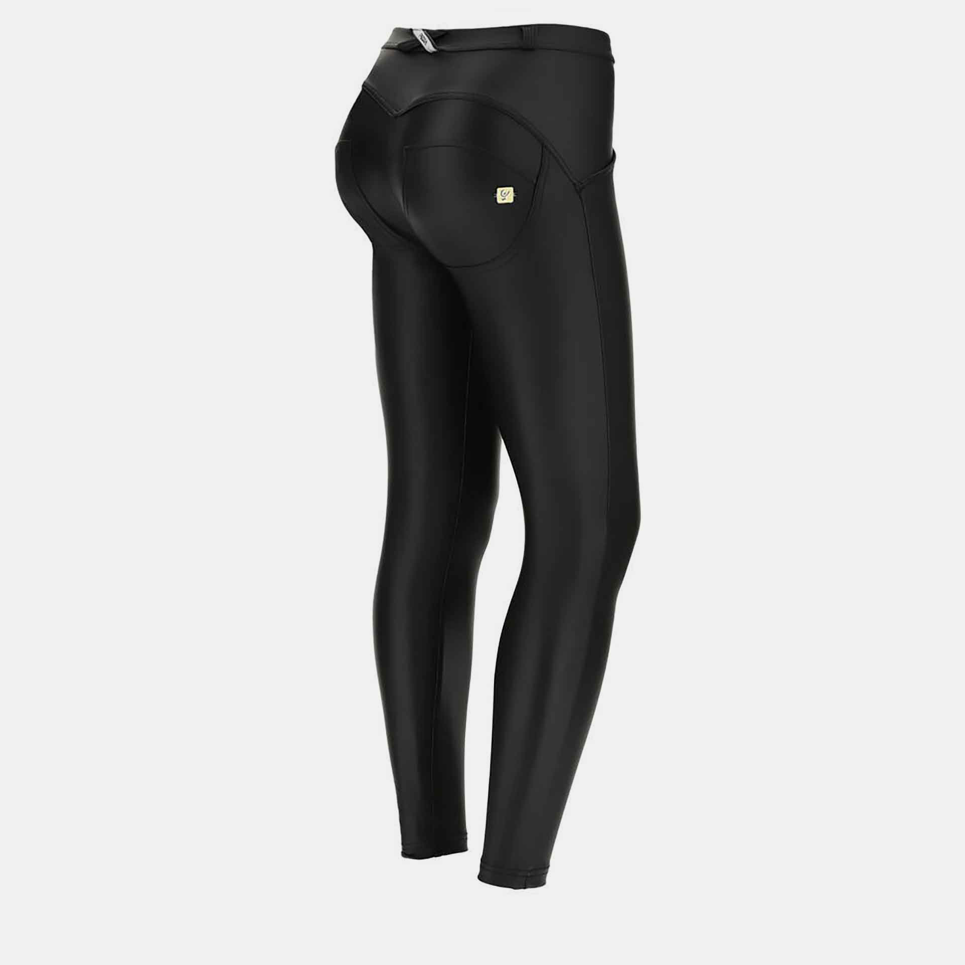 Freddy WR.UP Regular Waist Superskinny 7/8 Faux Leather Pants Black